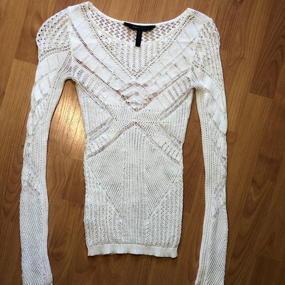 Semi Sheer knit body contouring stretch long sleeve - Picture 3 of 12